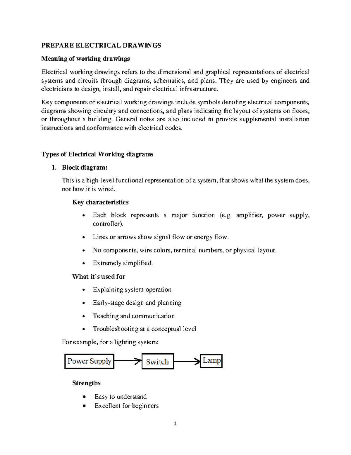 Electrical Working Drawings: Types and Interpretations - Studocu