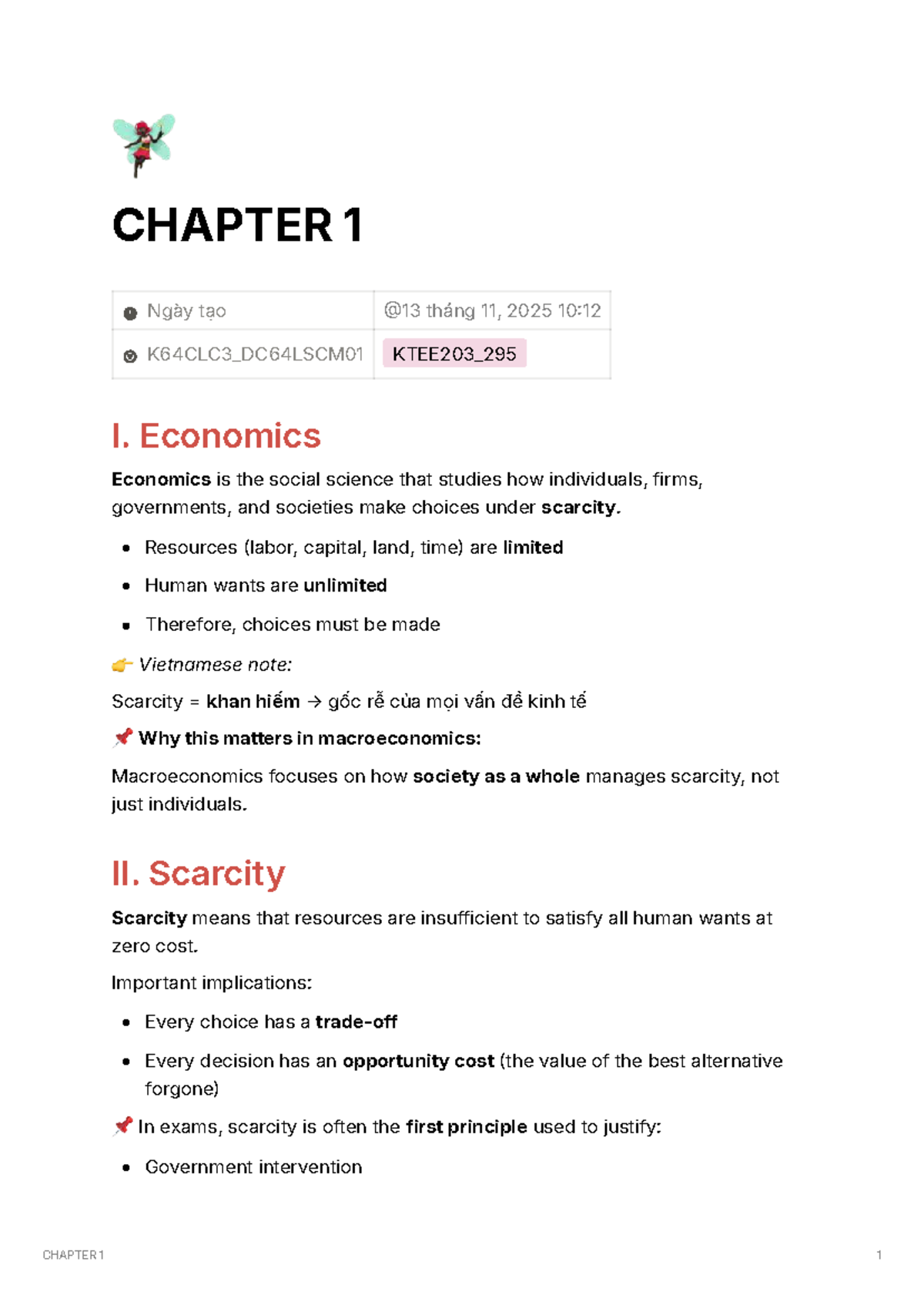 CHAPTER 1: Understanding Economics and Scarcity - K64CLC3_DC64LSCM01 ...