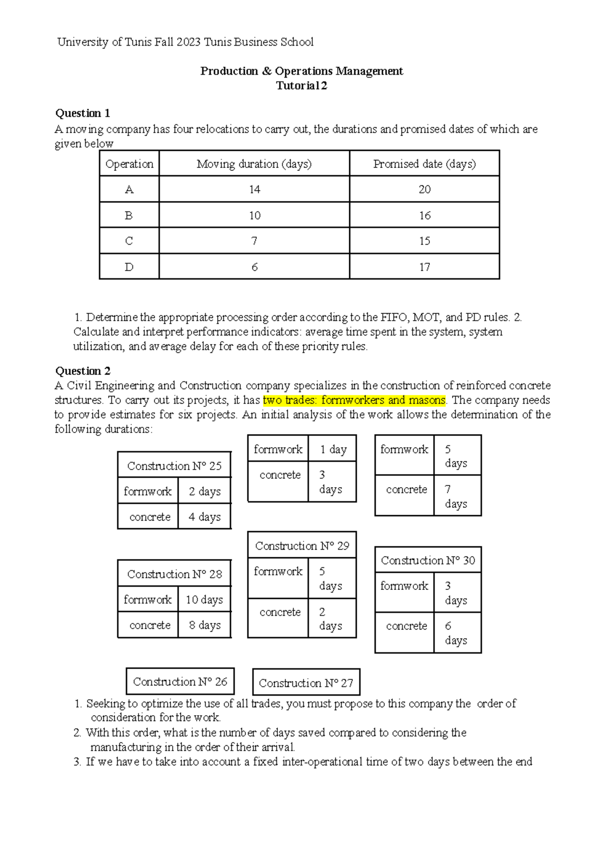 Tutorial 2 - Production & Operations Management Case Study - Studocu