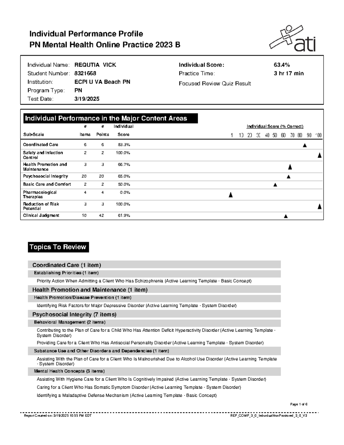 Report (11) - lecture - Individual Performance Profile PN Mental Health ...