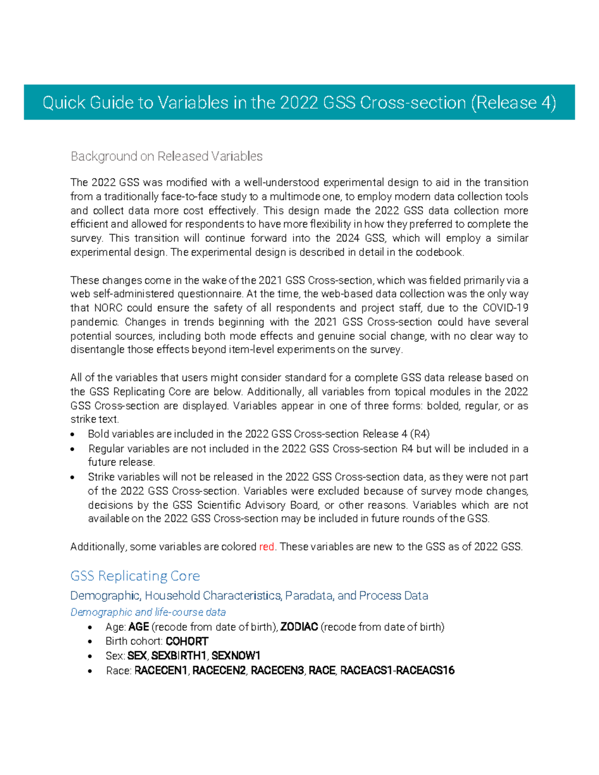 2022 GSS Release 4: Comprehensive Guide to Variables and Changes - Studocu