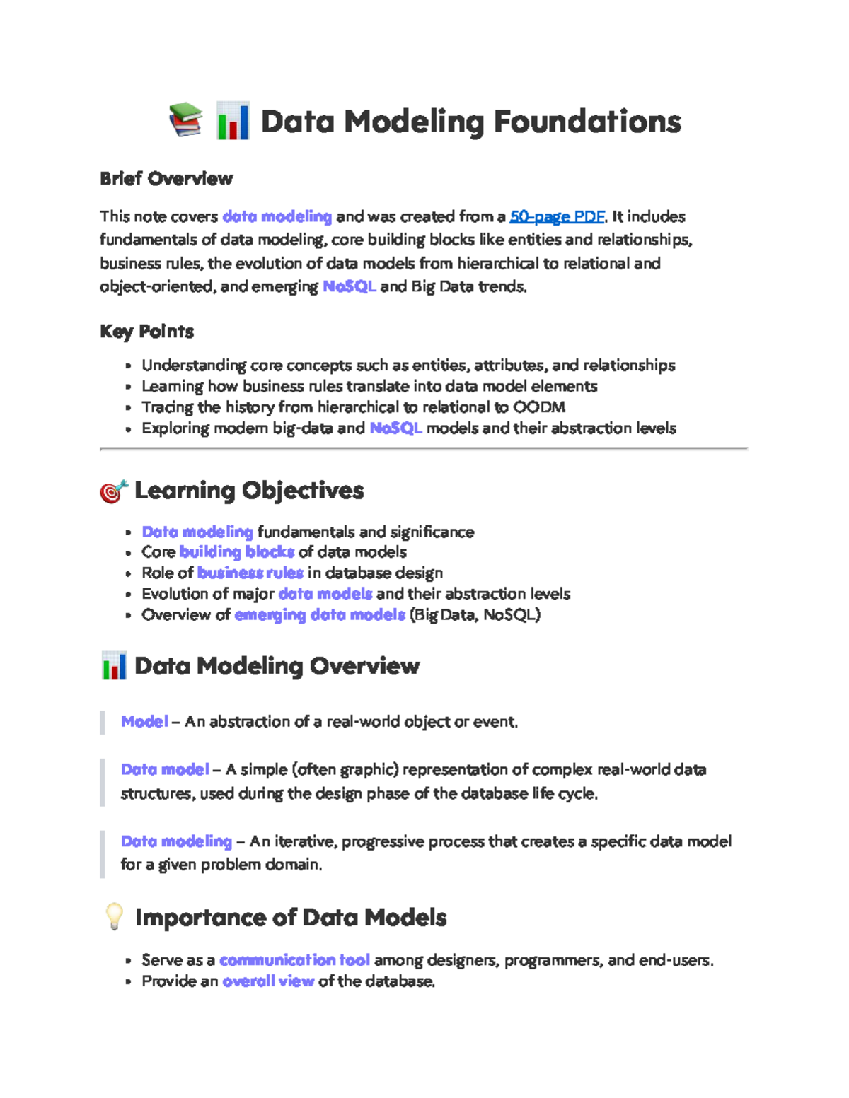Week 3 - Data Models Overview for Database Fundamentals - Studocu
