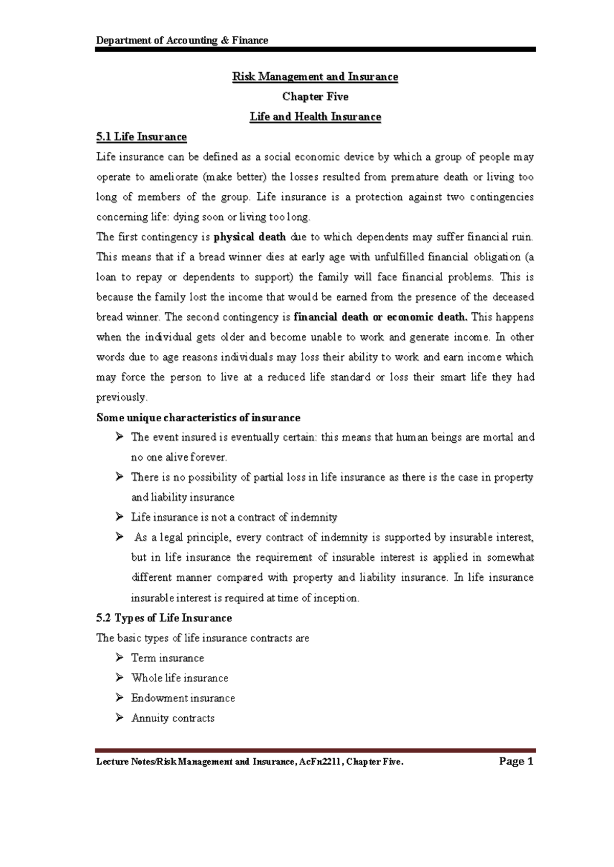 Risk Mgt Ch 5 - Risk and Management - RRiisskk MMaannaaggeemmeenntt ...