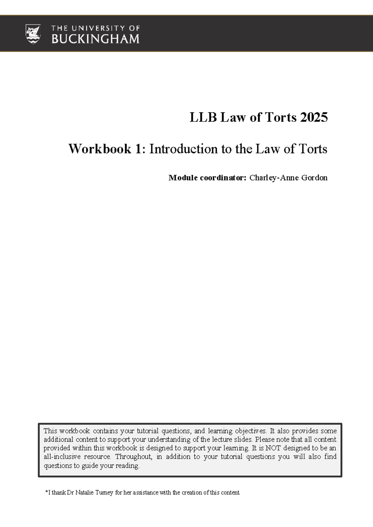 LLB Torts Handbook Week 1: Intro to Law of Torts & Key Concepts - Studocu