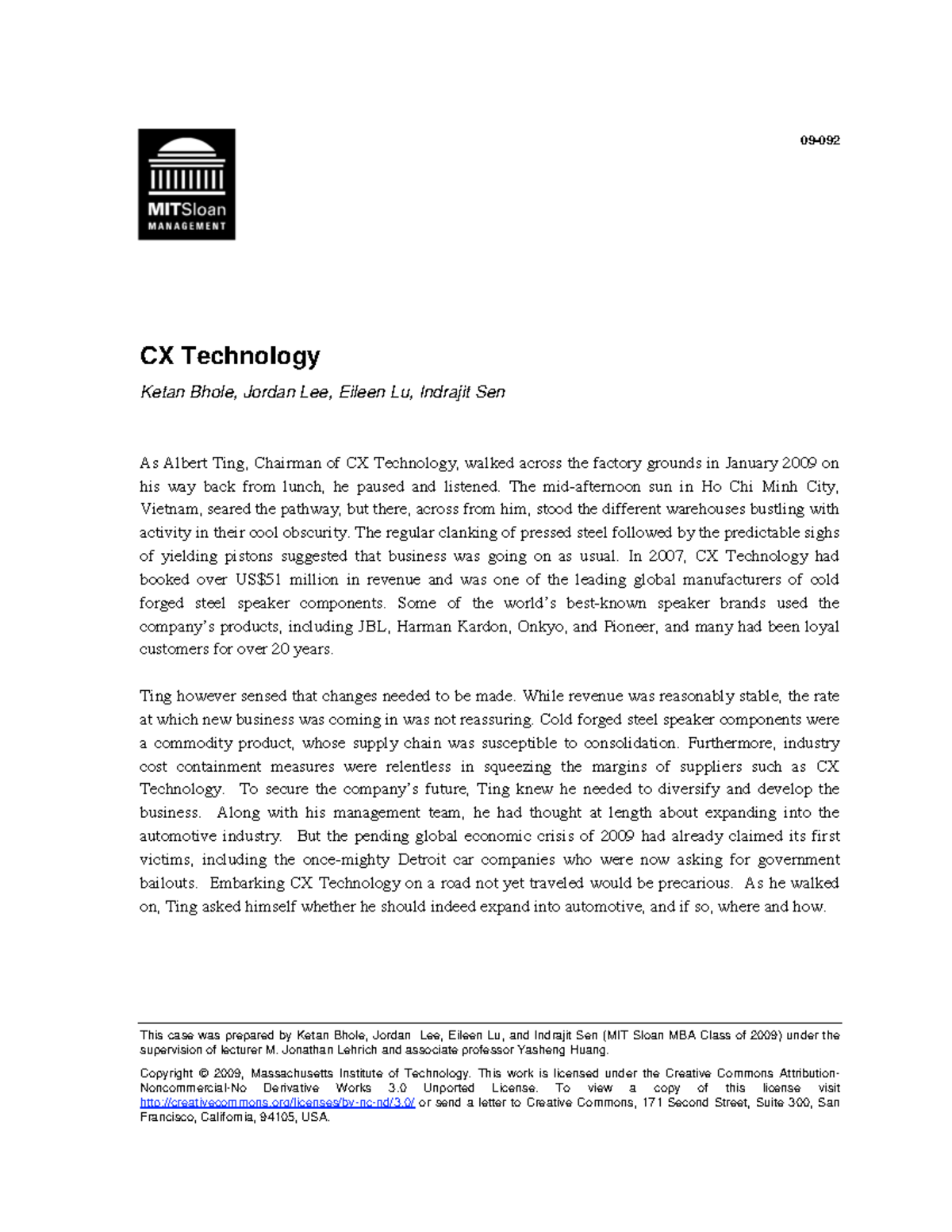 CX Technology Case Study (2009) - Expansion Challenges and Questions ...