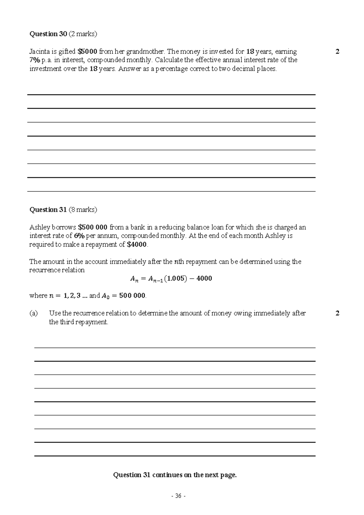 Financial Math Worksheet: Interest Rates & Loan Calculations - Studocu