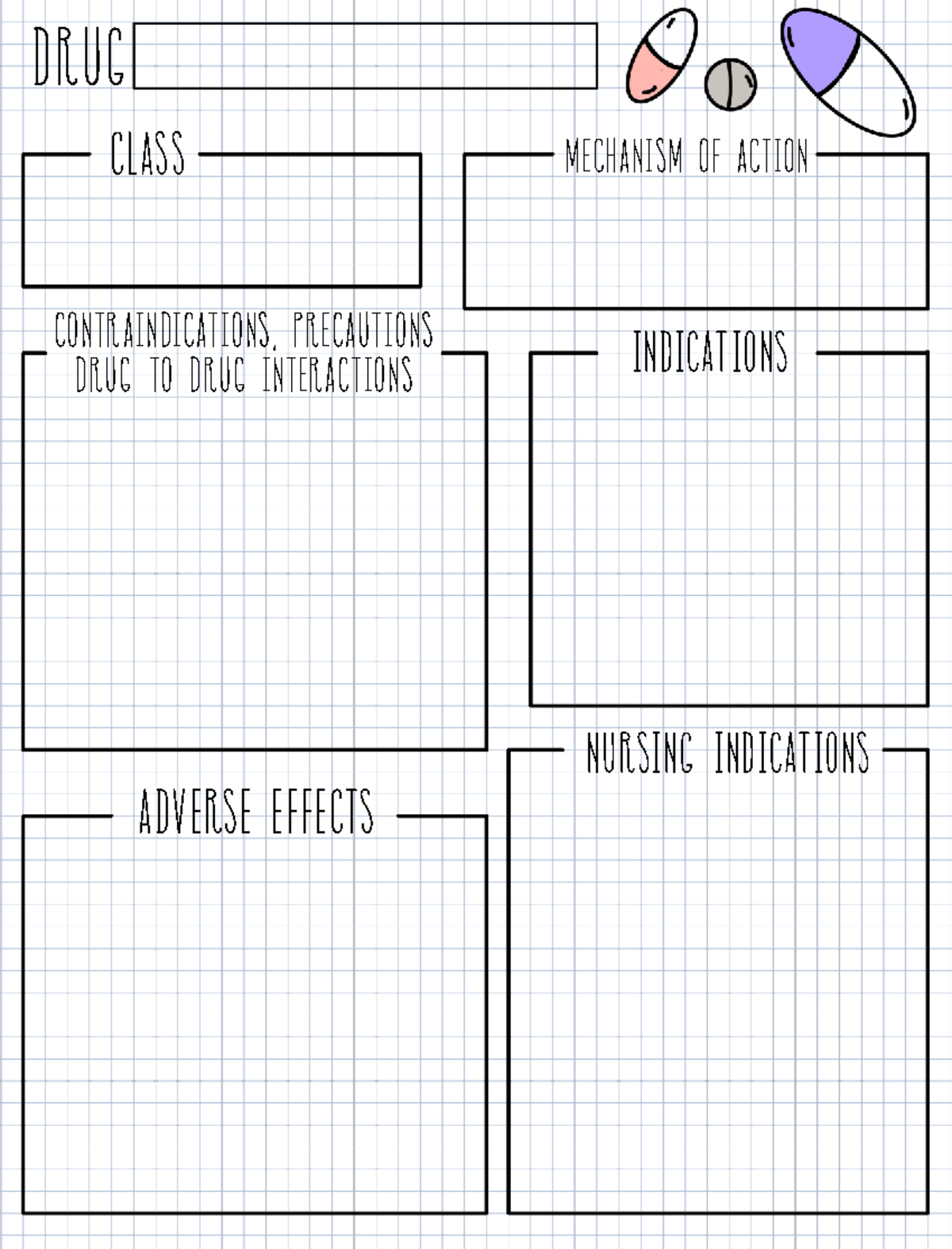 Pharmacology drug chart template - Nurs 2330 - DRUG CLASS MECHANISM OF ...