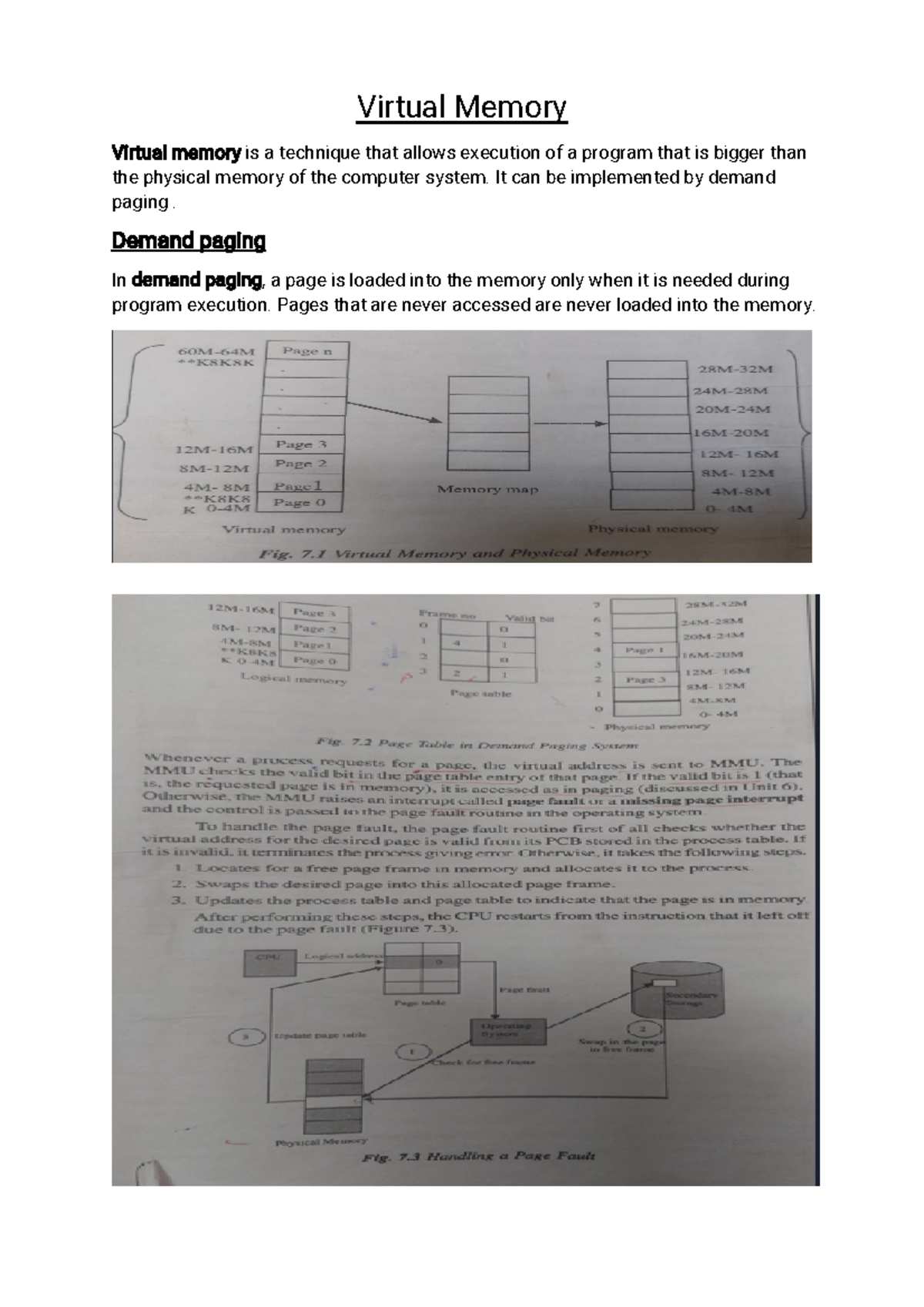 Os notes virtual memory - Virtual Memory Virtual memory is a technique ...