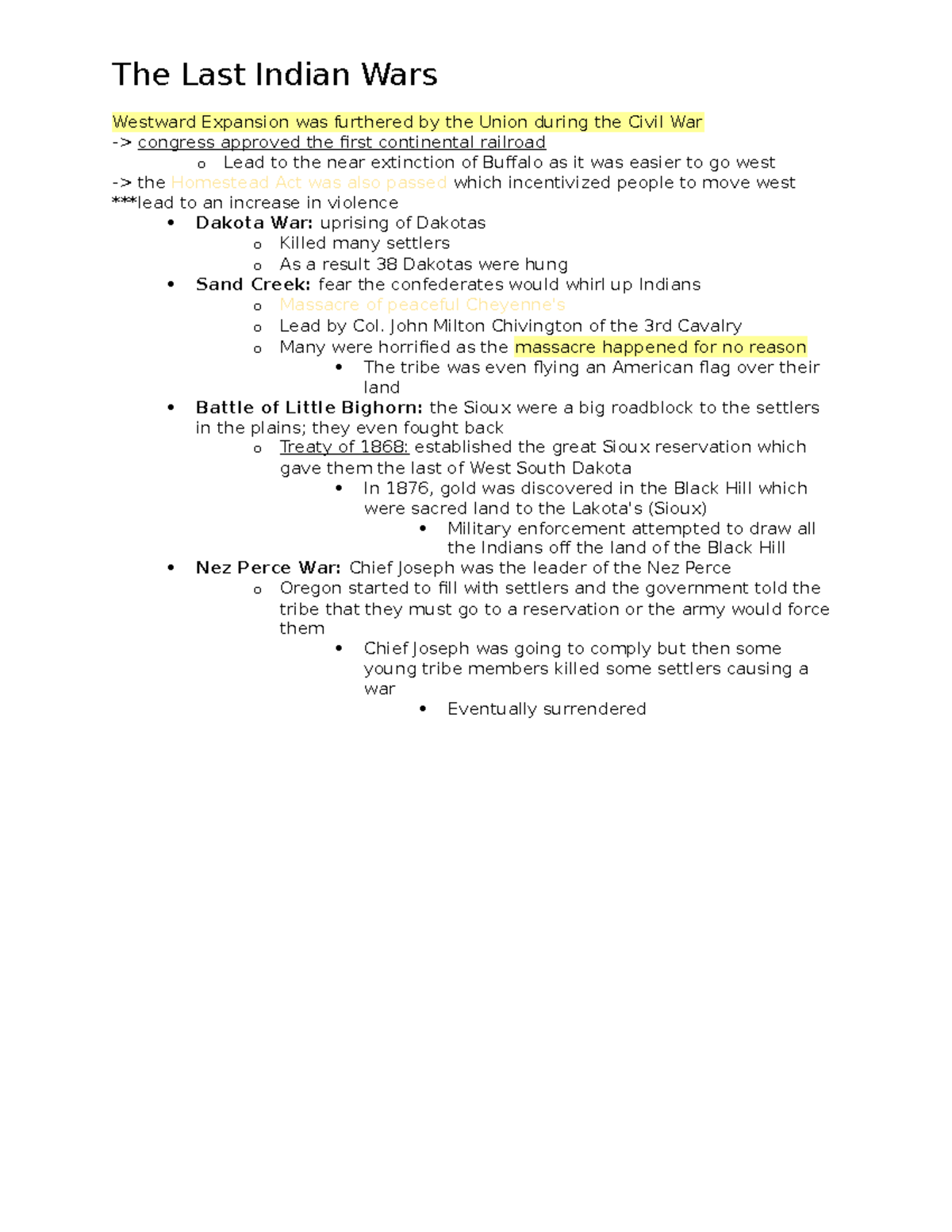 The Last Indian Wars Notes - The Last Indian Wars Westward Expansion ...
