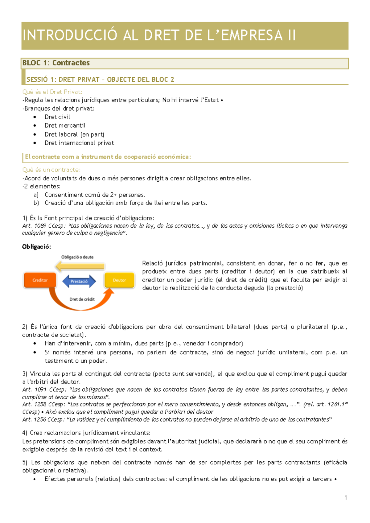Apunts finals Dret de l'Empresa II: Contractes i Consentiment - Studocu