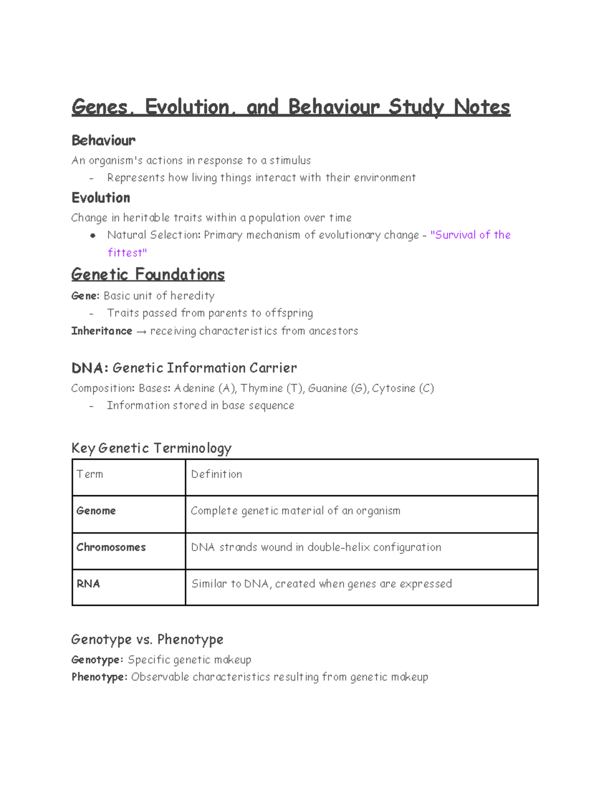 Psych 104 Chapter 4: Genes, Evolution, and Behaviour Study Notes - Studocu