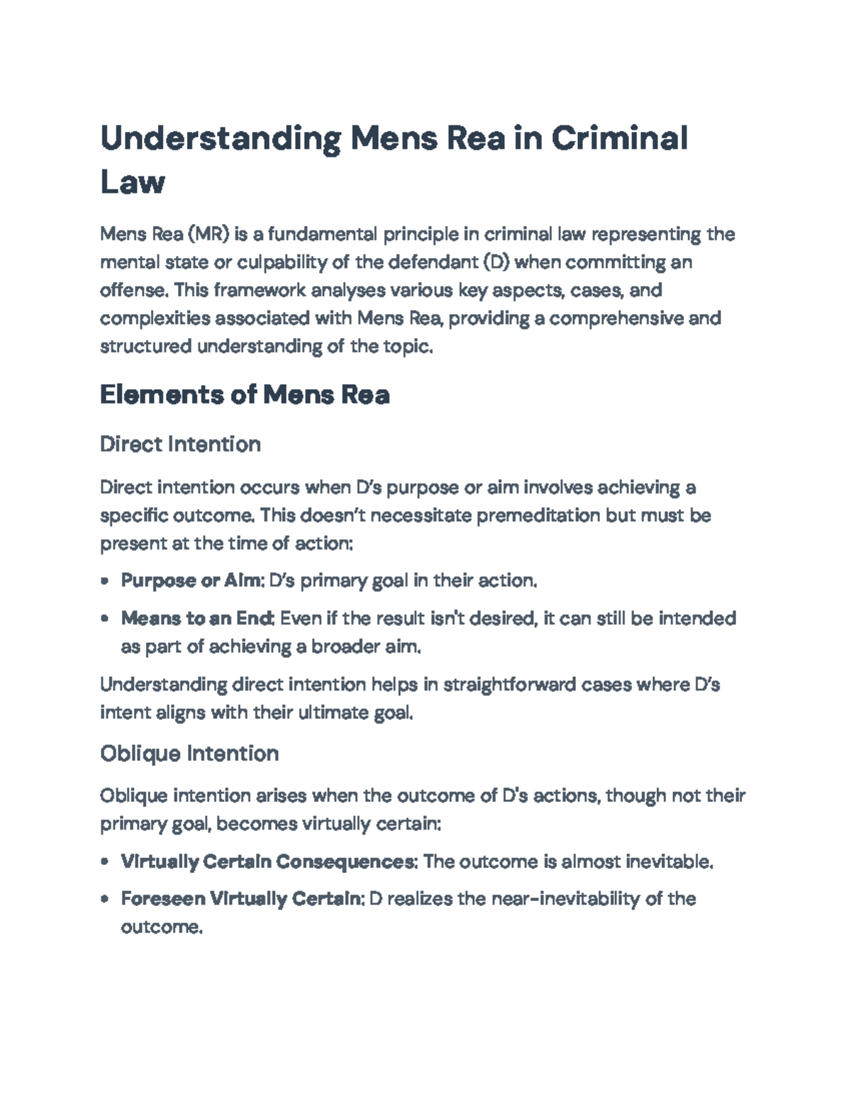Understanding Mens Rea in Criminal Law: Key Concepts and Cases ...