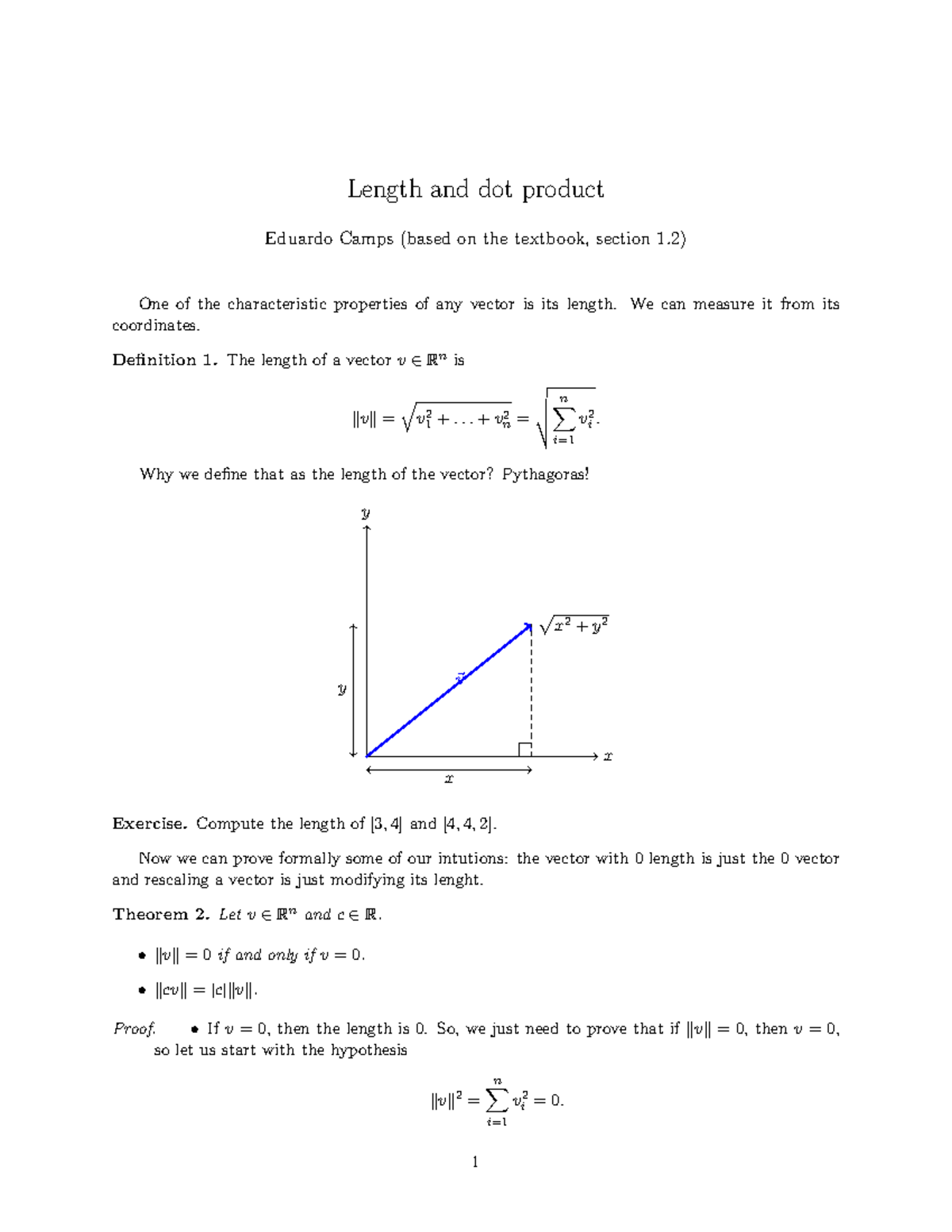 Vector Length and Dot Product Properties in Rn - Eduard Camps - Studocu