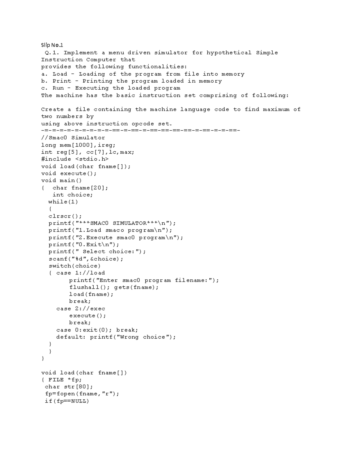 Syspro Practical Solutions: Slip No.1 to Slip No.6 Overview - Studocu