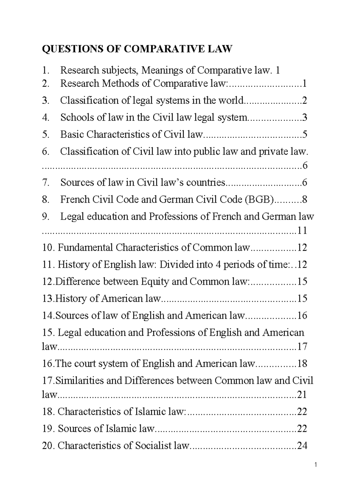 Comparative Law Research: Key Concepts and Legal Systems Analysis - Studocu