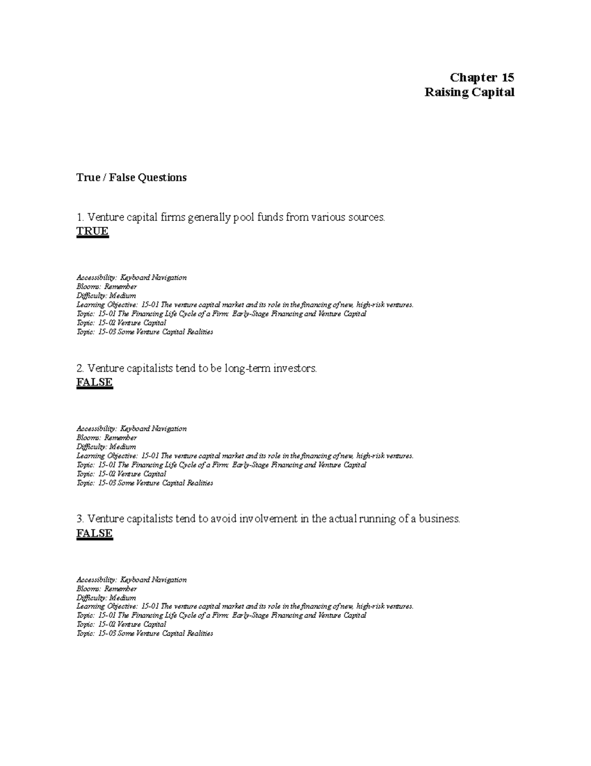 Chap015 - Chap Test banks - Chapter 15 Raising Capital True / False ...