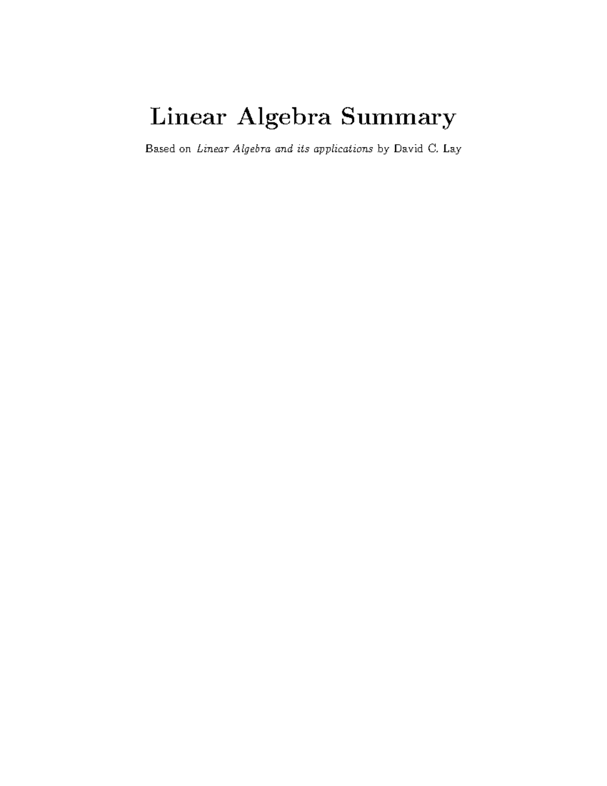 Linear Algebra Summary: Key Theorems and Definitions (Course: AE) - Studocu