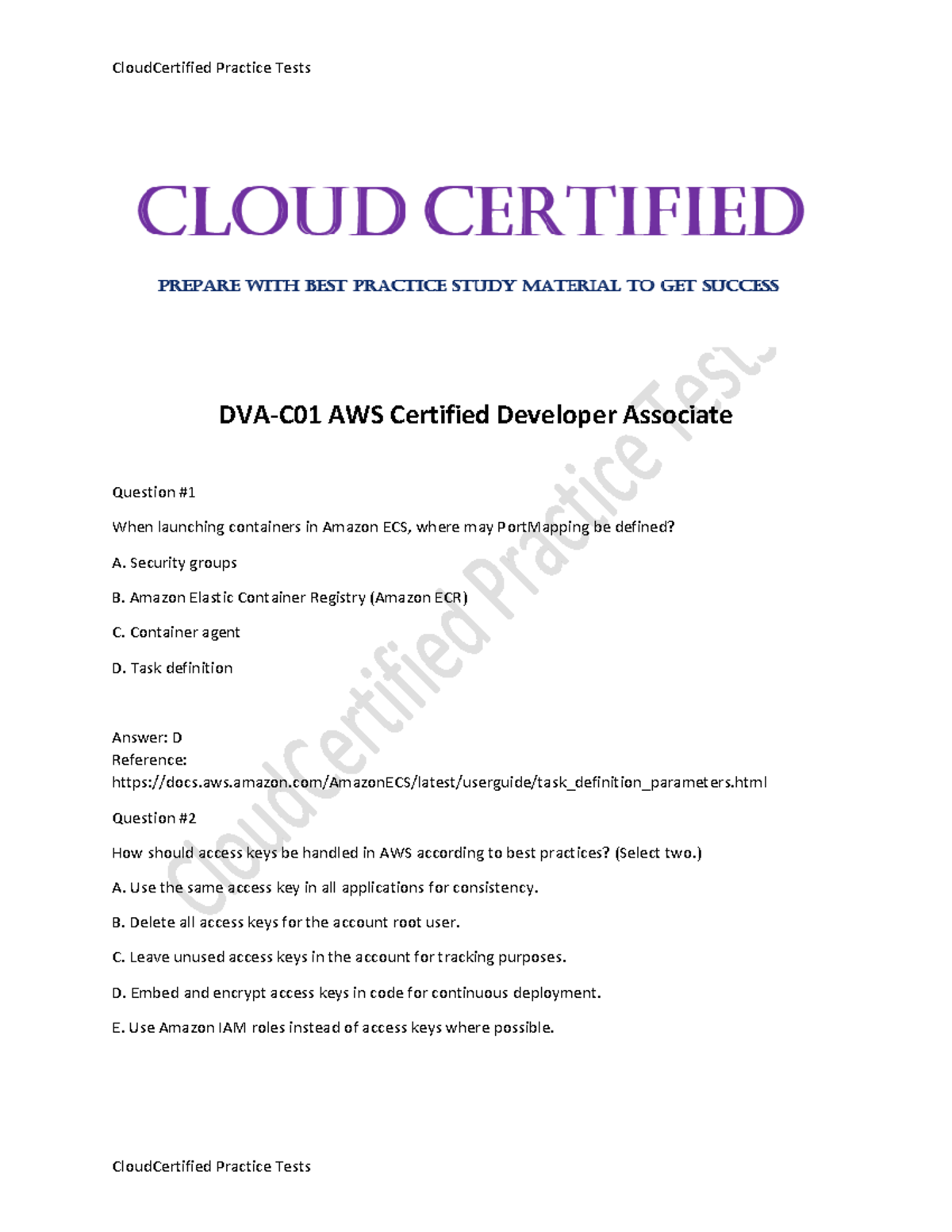 AWS DVA C01 22 - sdsdsd - DVA-C01 AWS Certified Developer Associate ...