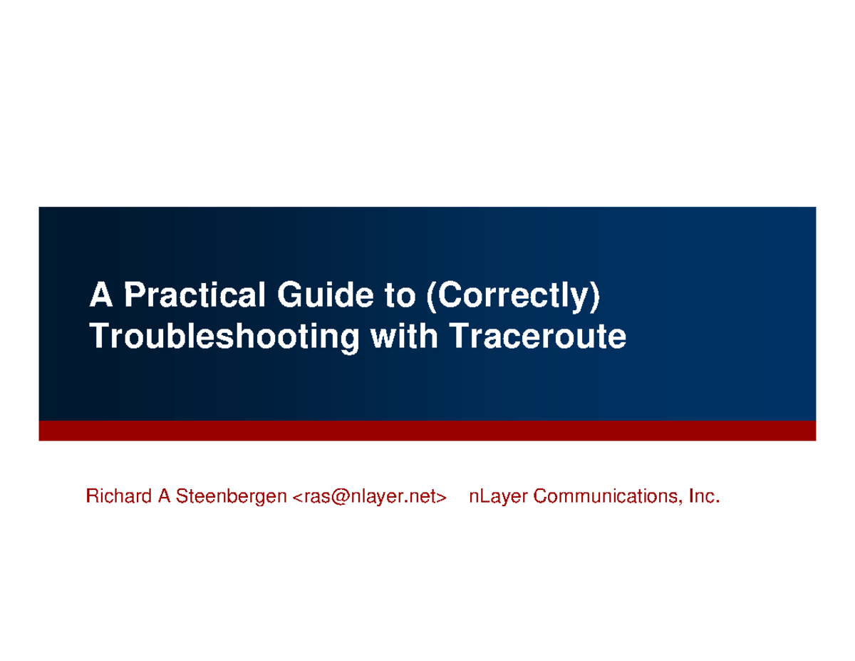 Guide to Traceroute and Network Troubleshooting Techniques - Studocu