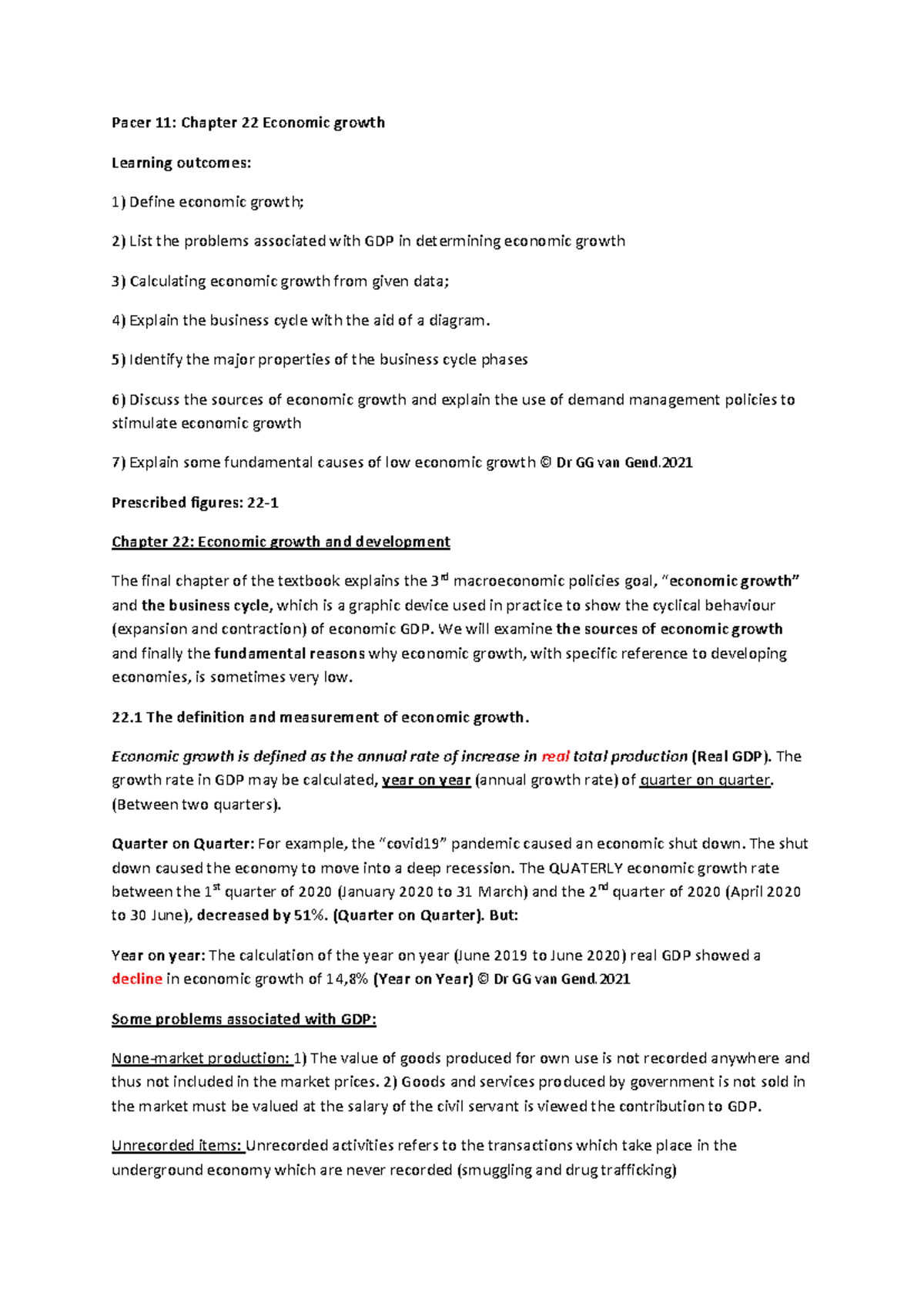 Pacer 11 Final Chapter 22 Notes on Economic Growth and Business Cycle ...