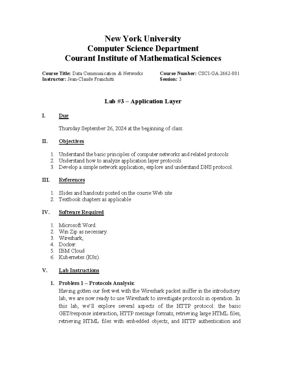 Lab3Application Layer - New York University Computer Science Department ...