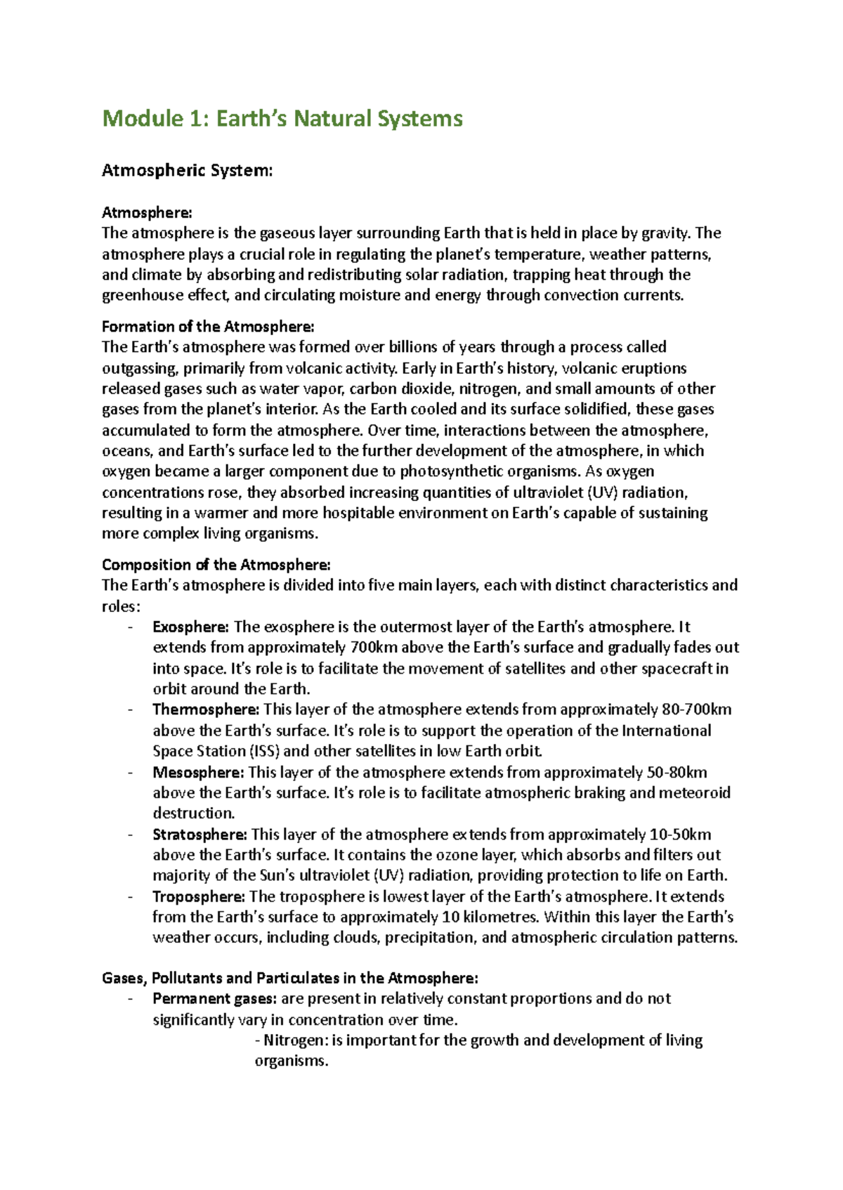Module 1: Natural Systems - Year 11 Geography Notes (Summarised) - Studocu