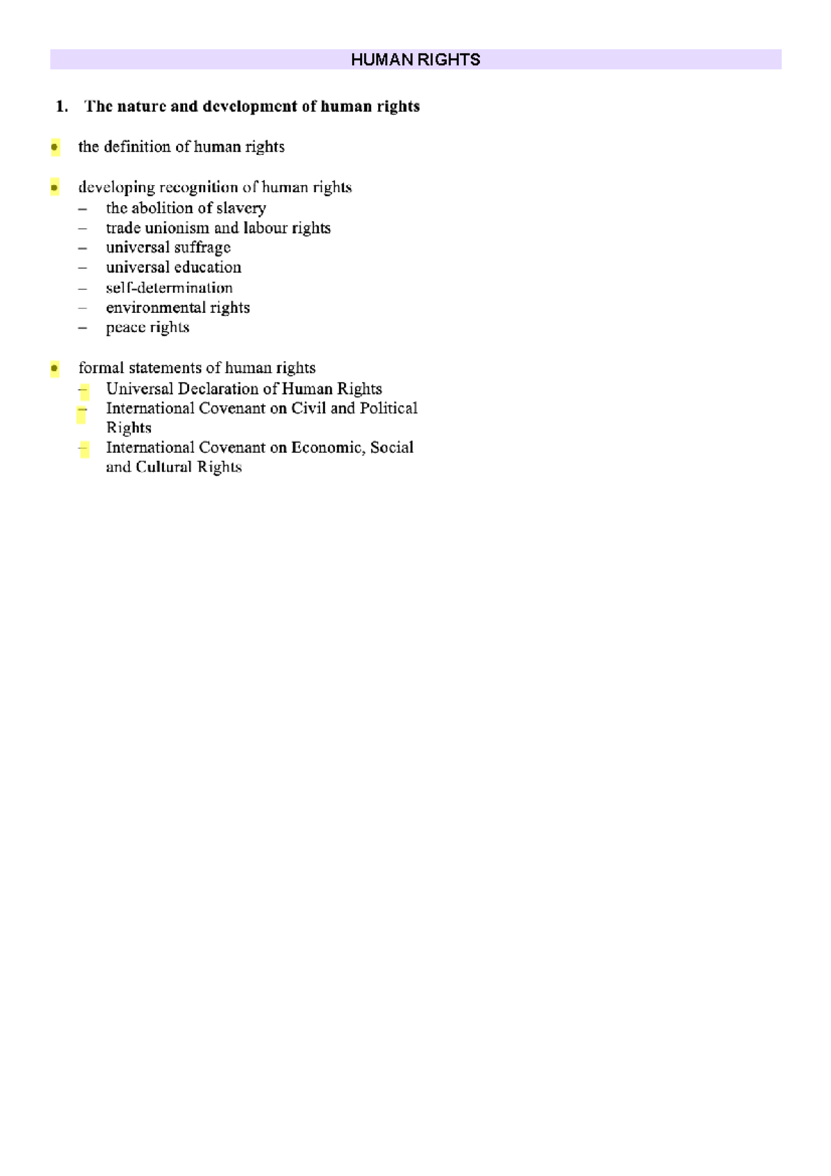 Human Rights Study Notes 2022: Key Concepts & Legislation - Studocu