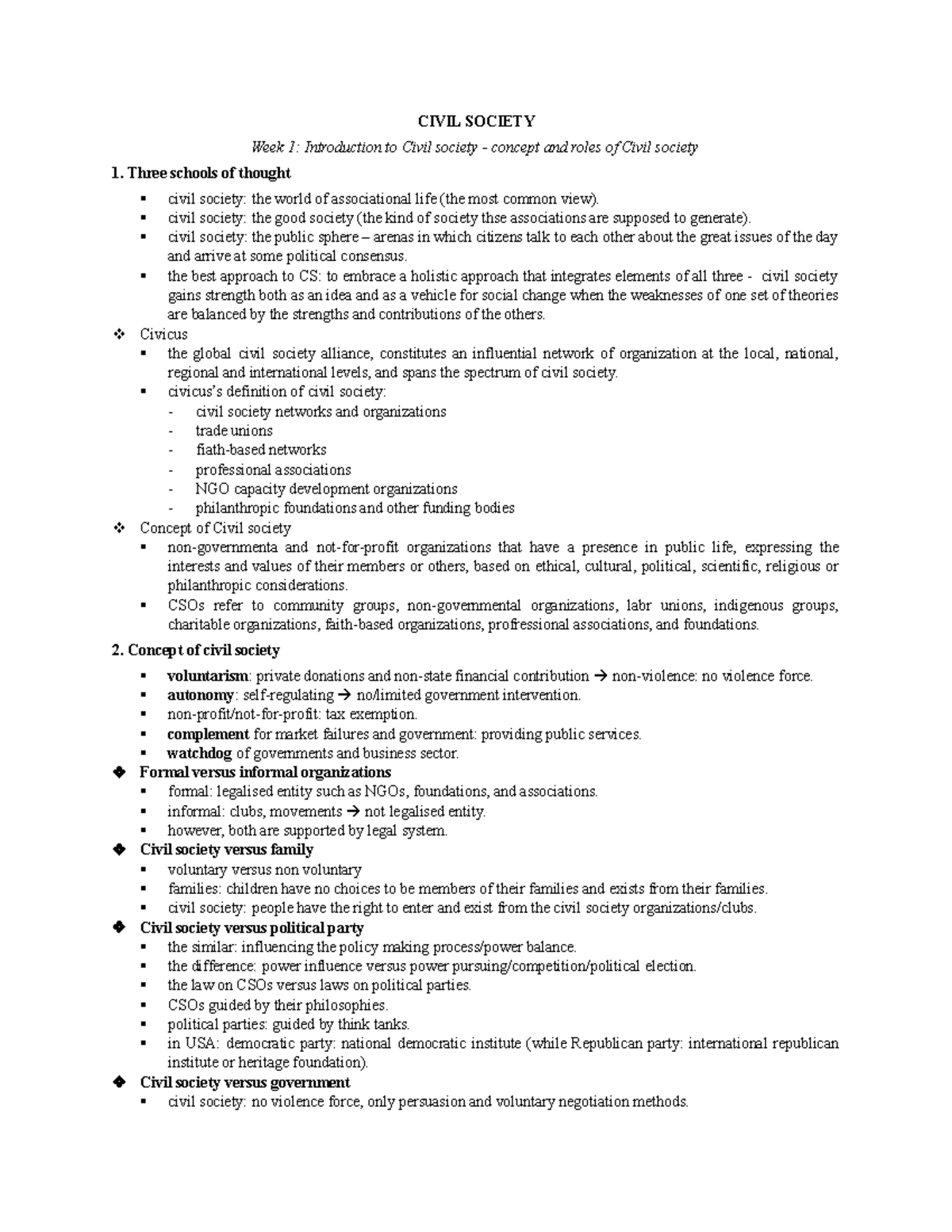 CSO - W1 - lecture note - CIVIL SOCIETY Week 1: Introduction to Civil ...