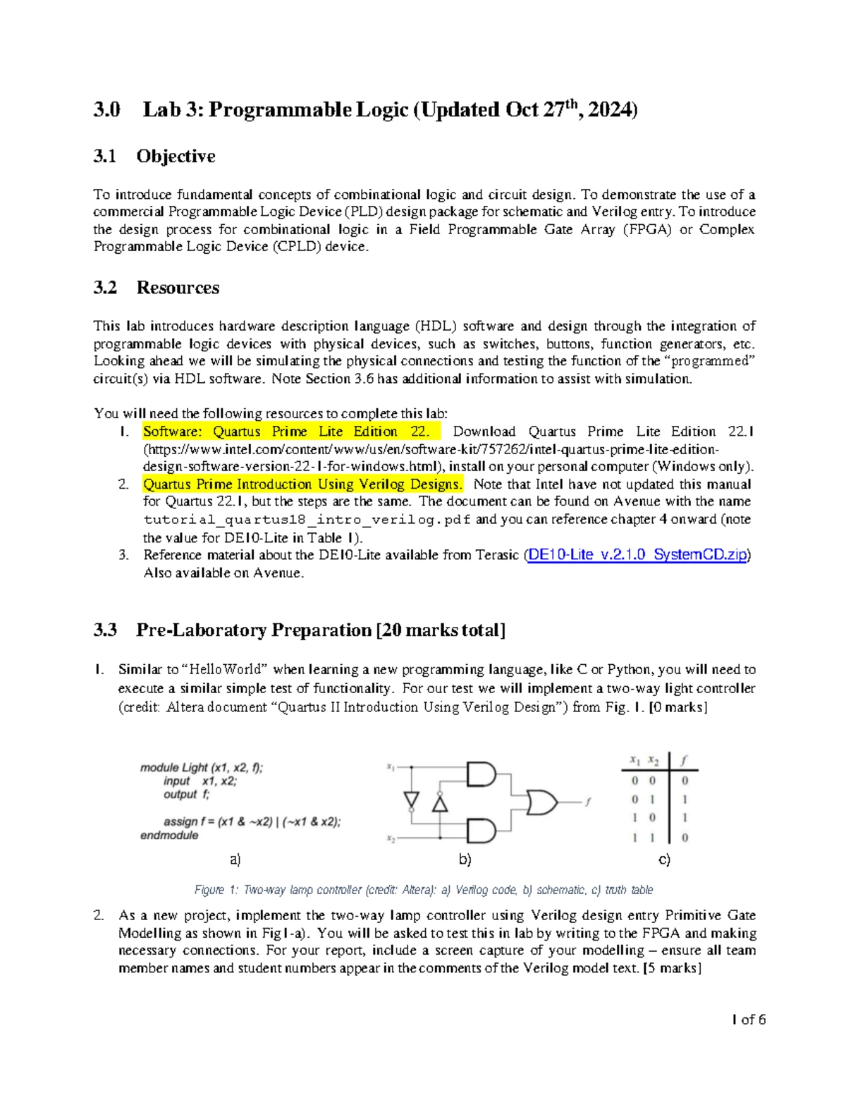 2024 2DI4 Lab Manual: Lab 4 - Programmable & Sequential Logic - Studocu