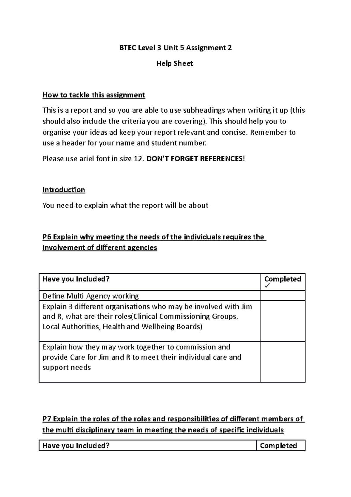 Unit 5 Assignment 2 Help Sheet - BTEC Level 3 Unit 5 Assignment 2 Help ...