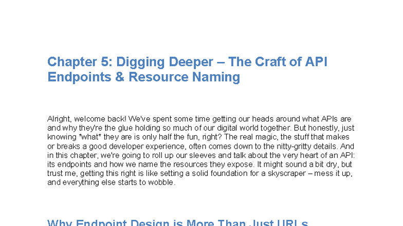 Chapter 5: Crafting API Endpoints & Resource Naming in Web APIs - Studocu