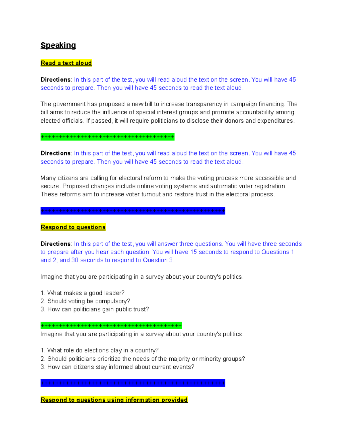 Speaking Practical Exam Instructions and Guidelines - Studocu