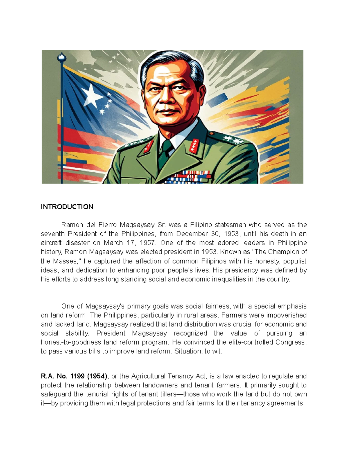 The Administration of Ramon Magsaysay: Social Reforms & Legacy - Studocu