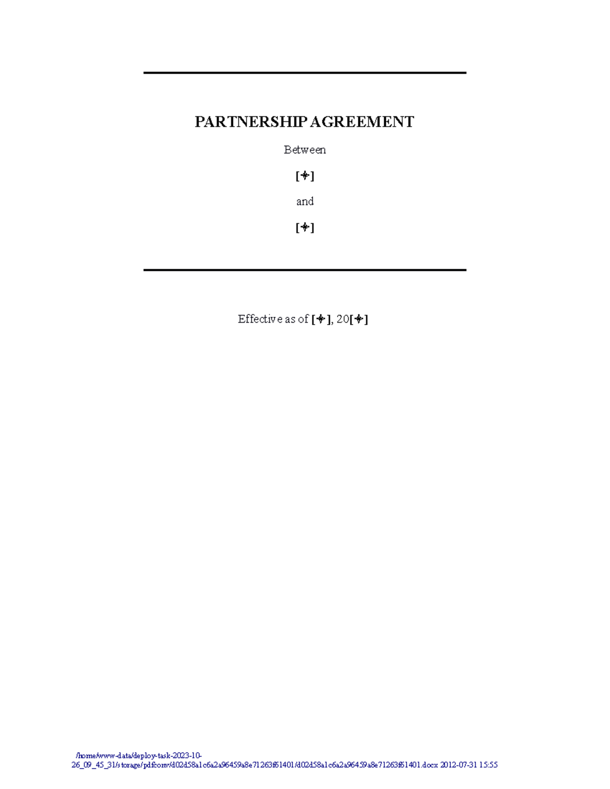 Partnership Agreement Template (Legal Document) - Studocu