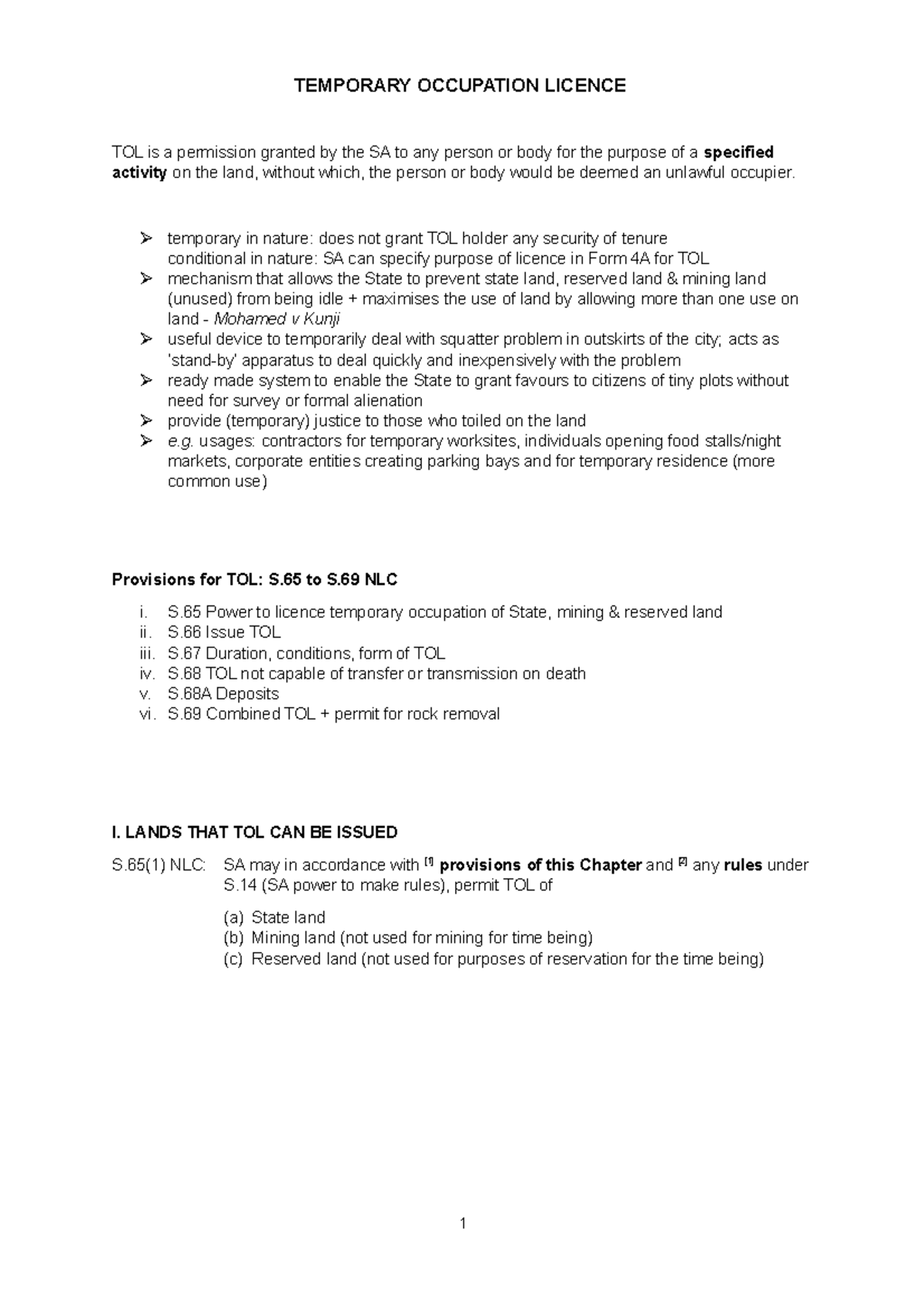 C3 TOL - Overview of Temporary Occupation Licence (TOL) Regulations ...