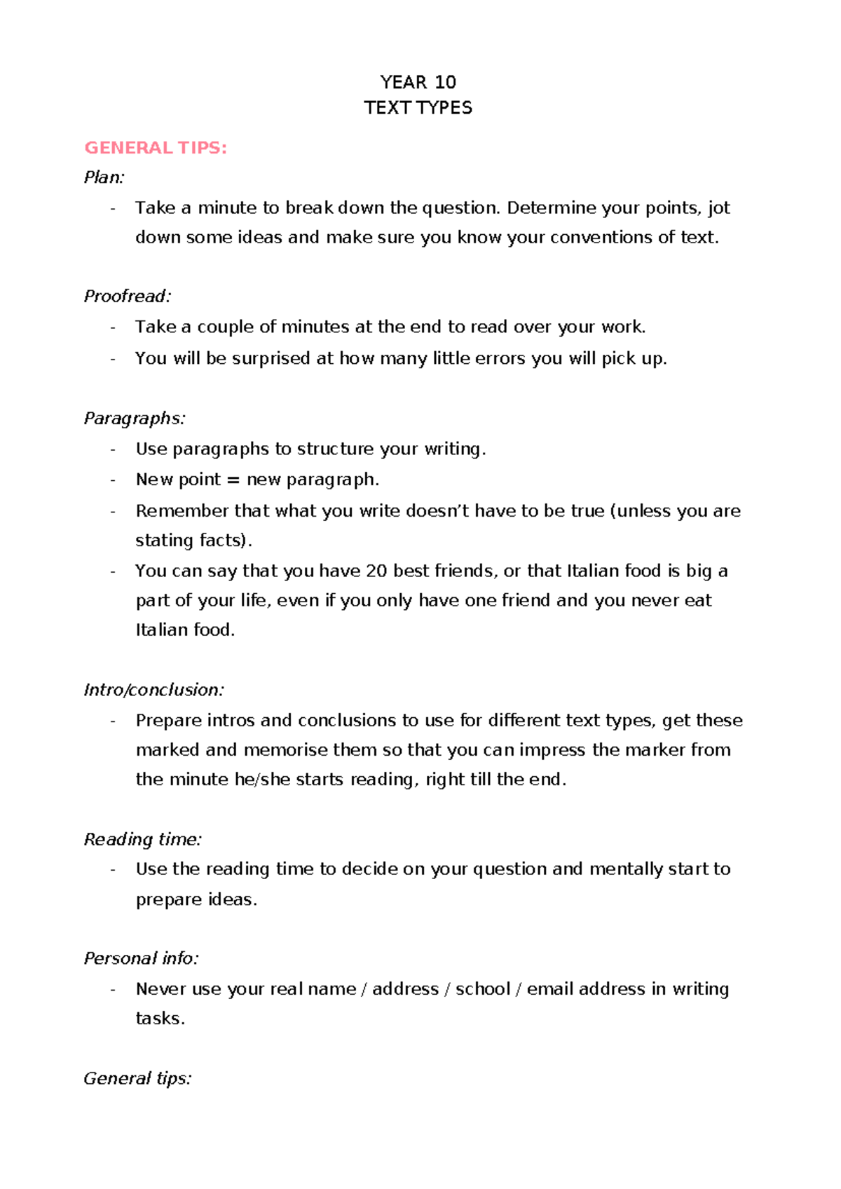 Text Types - This text tyes document outlines basic structures for ...