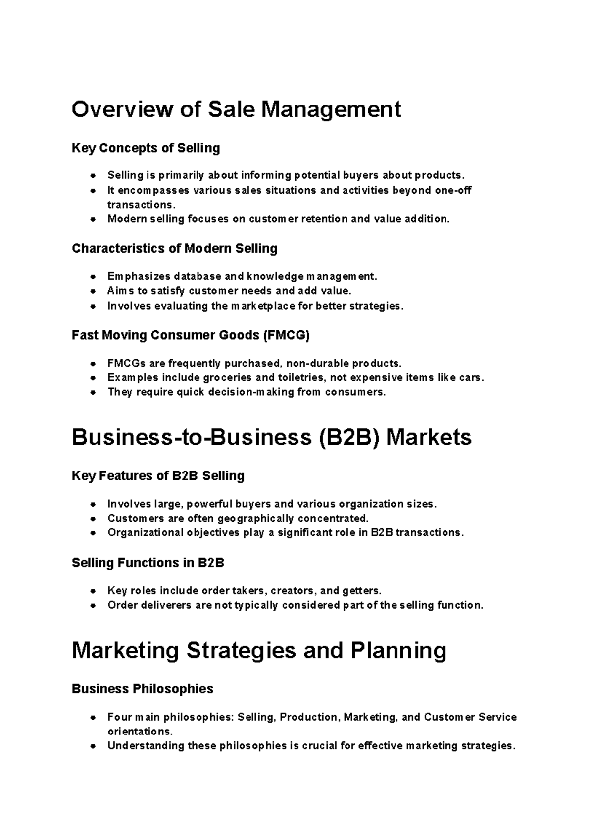 Overview of Sales Management: Key Concepts and Strategies - Studocu