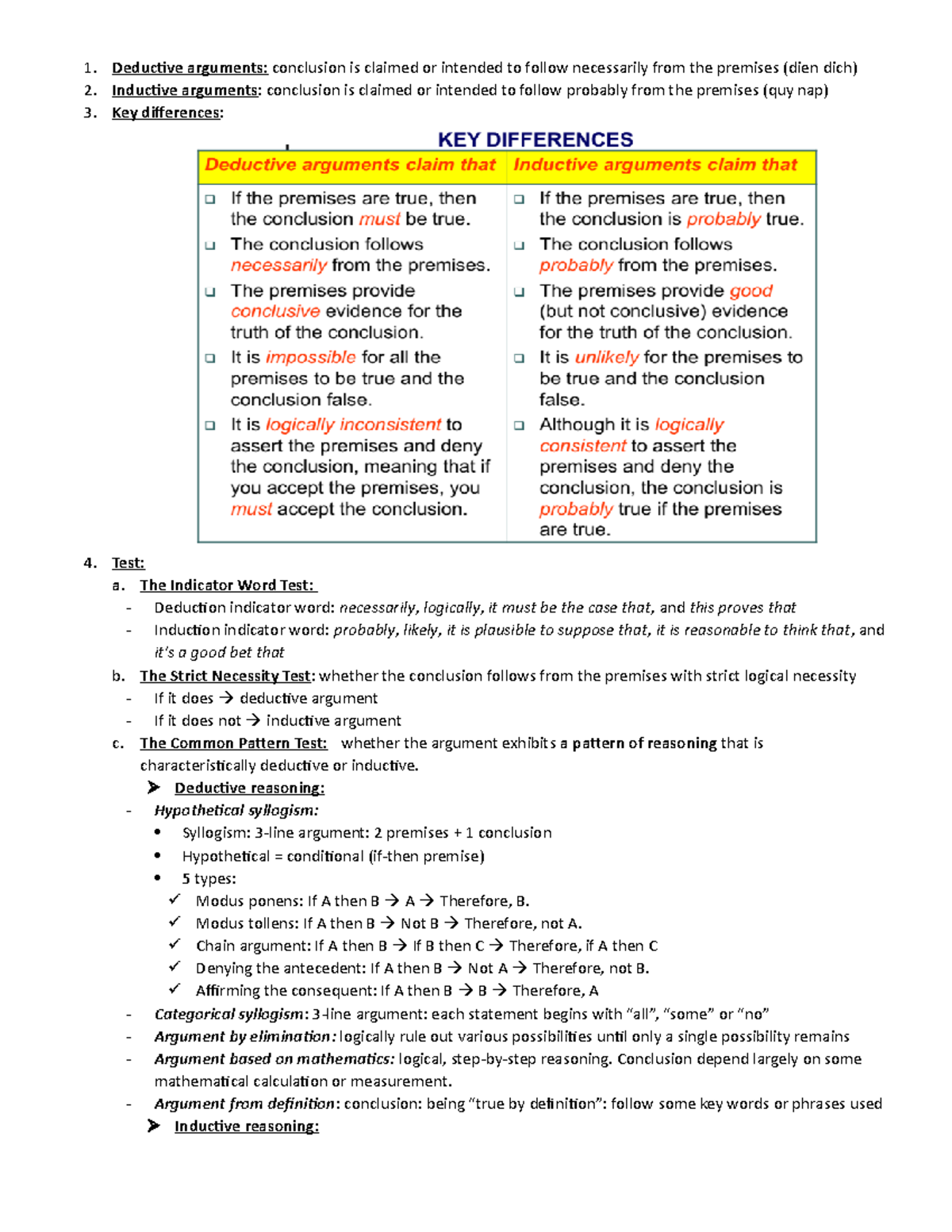 Lecture 3 - Deductive vs Inductive Arguments Overview - Studocu