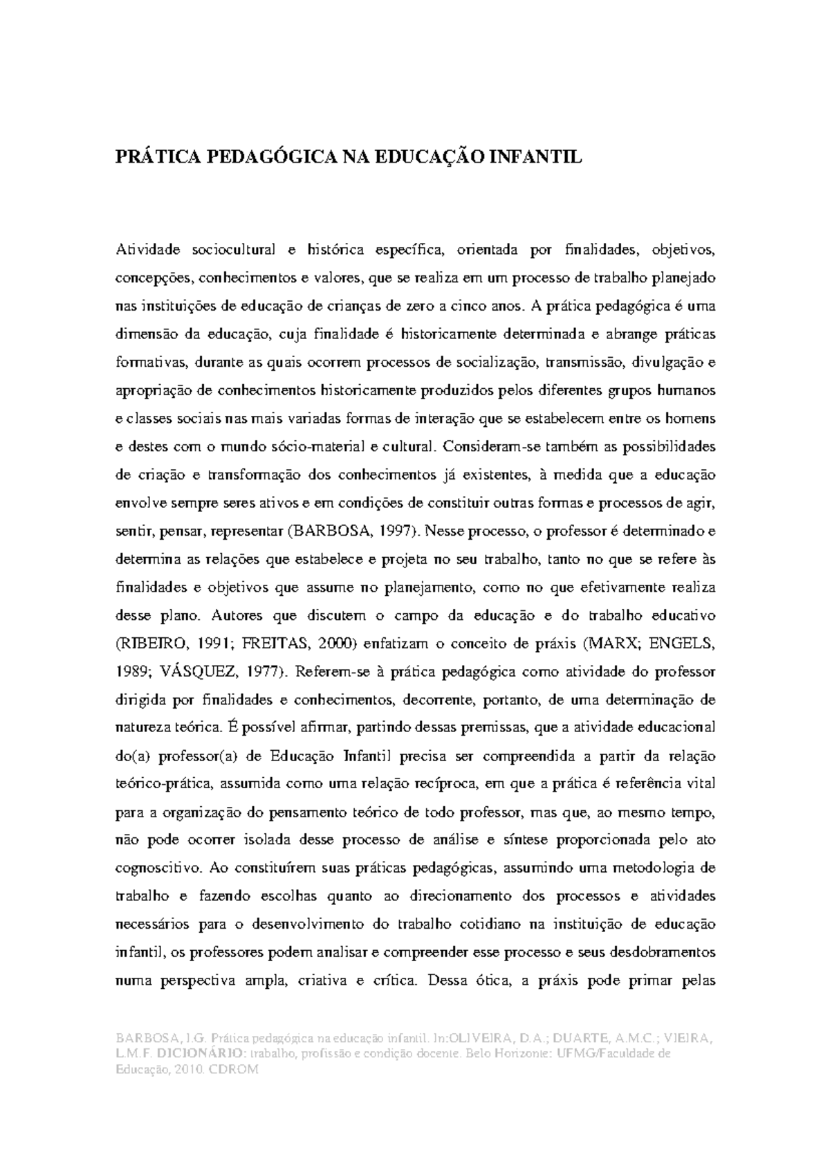 PRÁTICA PEDAGÓGICA NA EDUCAÇÃO INFANTIL: Reflexões e Metodologias - Studocu
