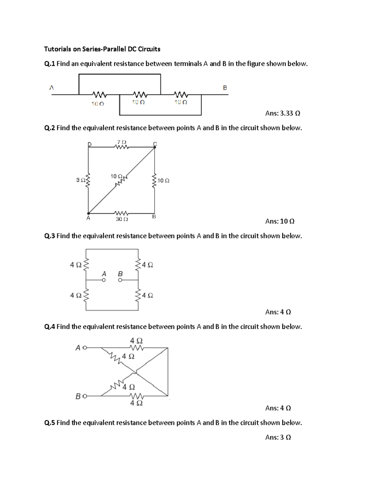Tutorial 1: Series-Parallel DC Circuits (Equivalent Resistance ...