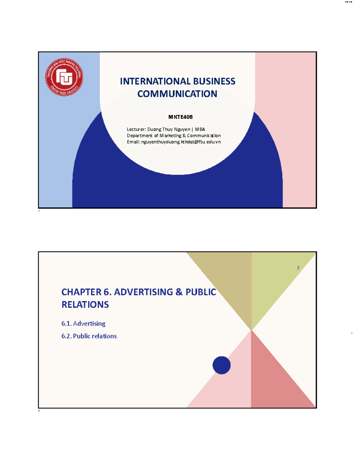 Chapter 6: Advertising & Public Relations - MKTE408 - Studocu