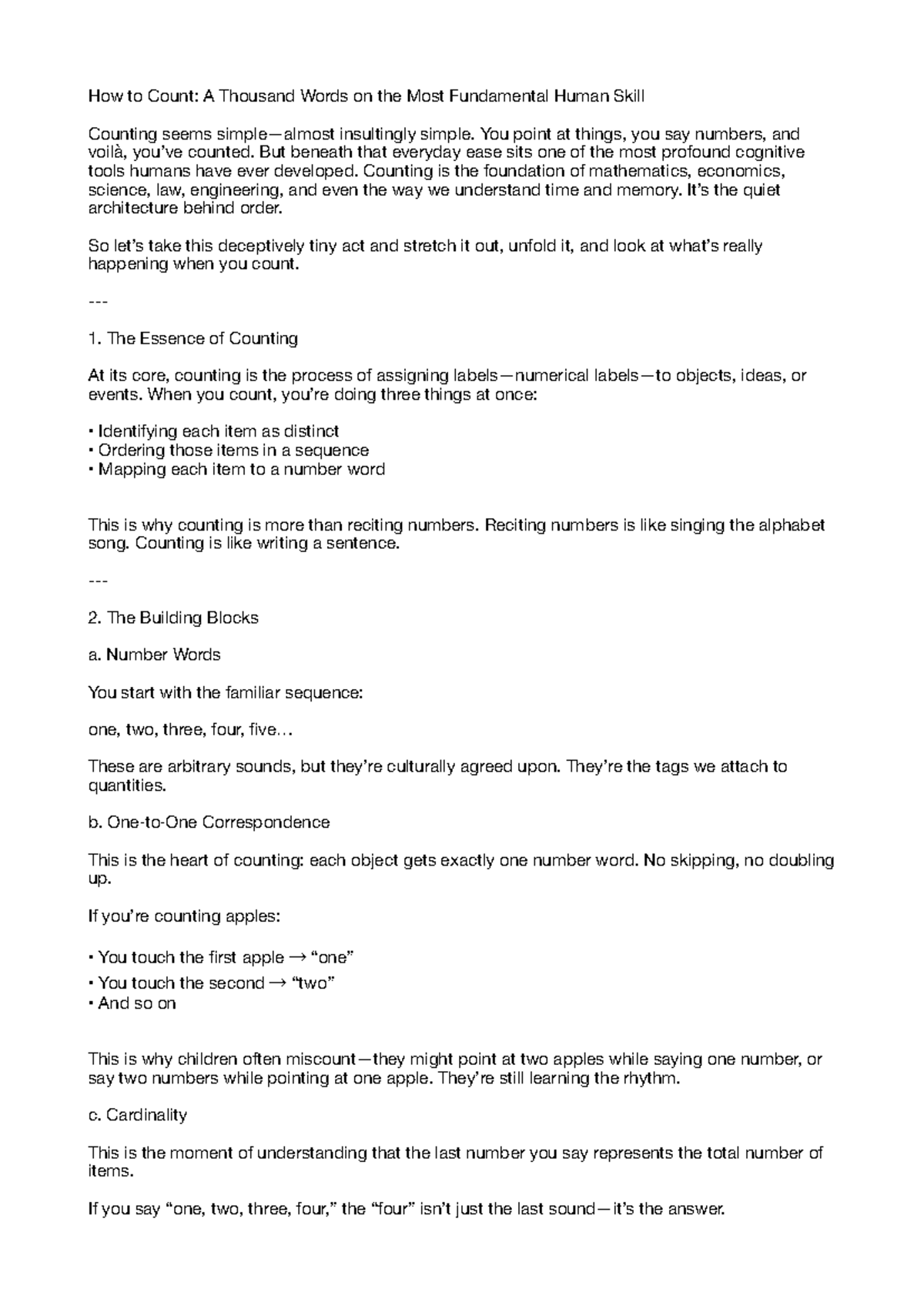 How to Count: Understanding the Fundamental Skill of Counting - Essay ...
