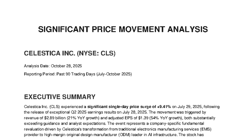 CLS Significant Price Movement Analysis: July 2025 Surge Insights - Studocu