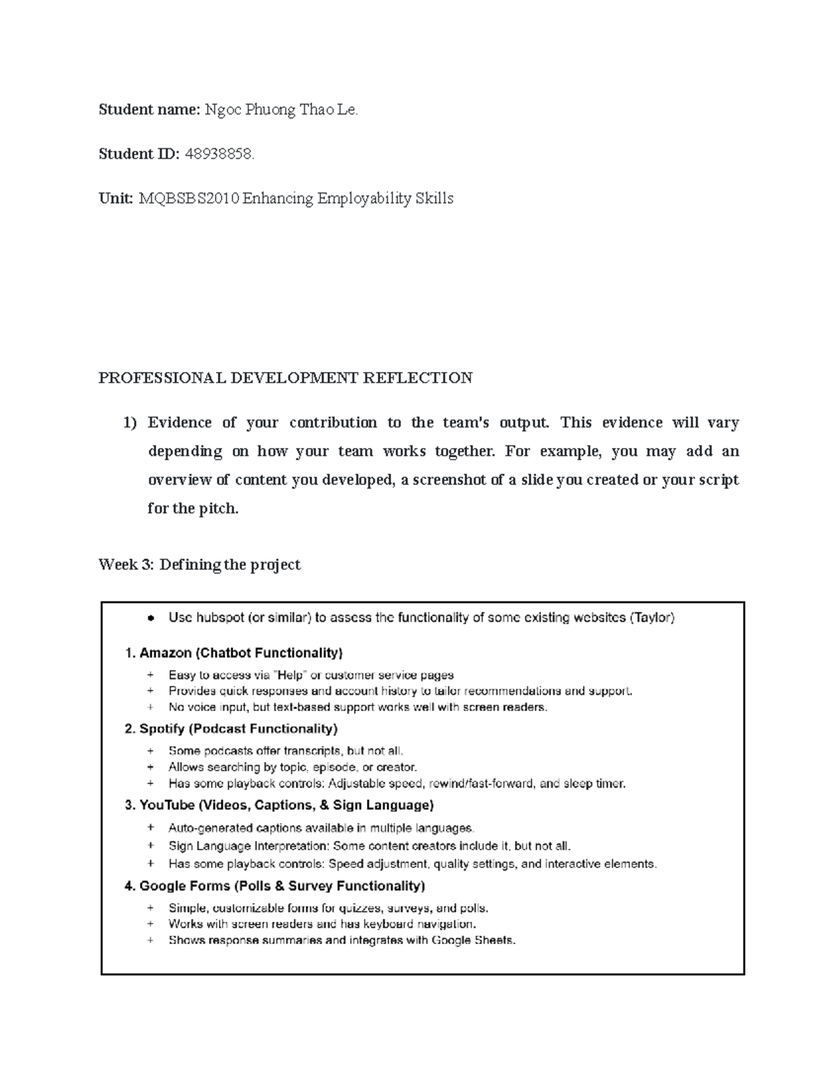Professional Development Reflection - Ngoc Phuong Thao Le - 48938858 ...
