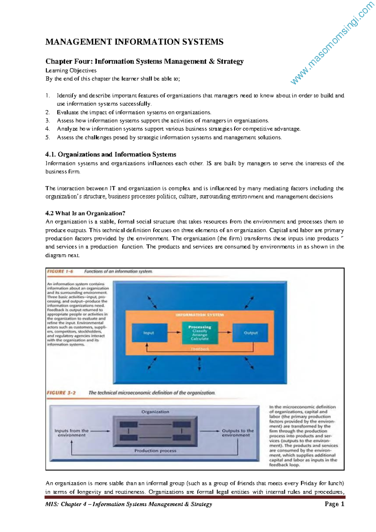 MIS 301: Management Information Systems Strategy & Notes Set - Studocu