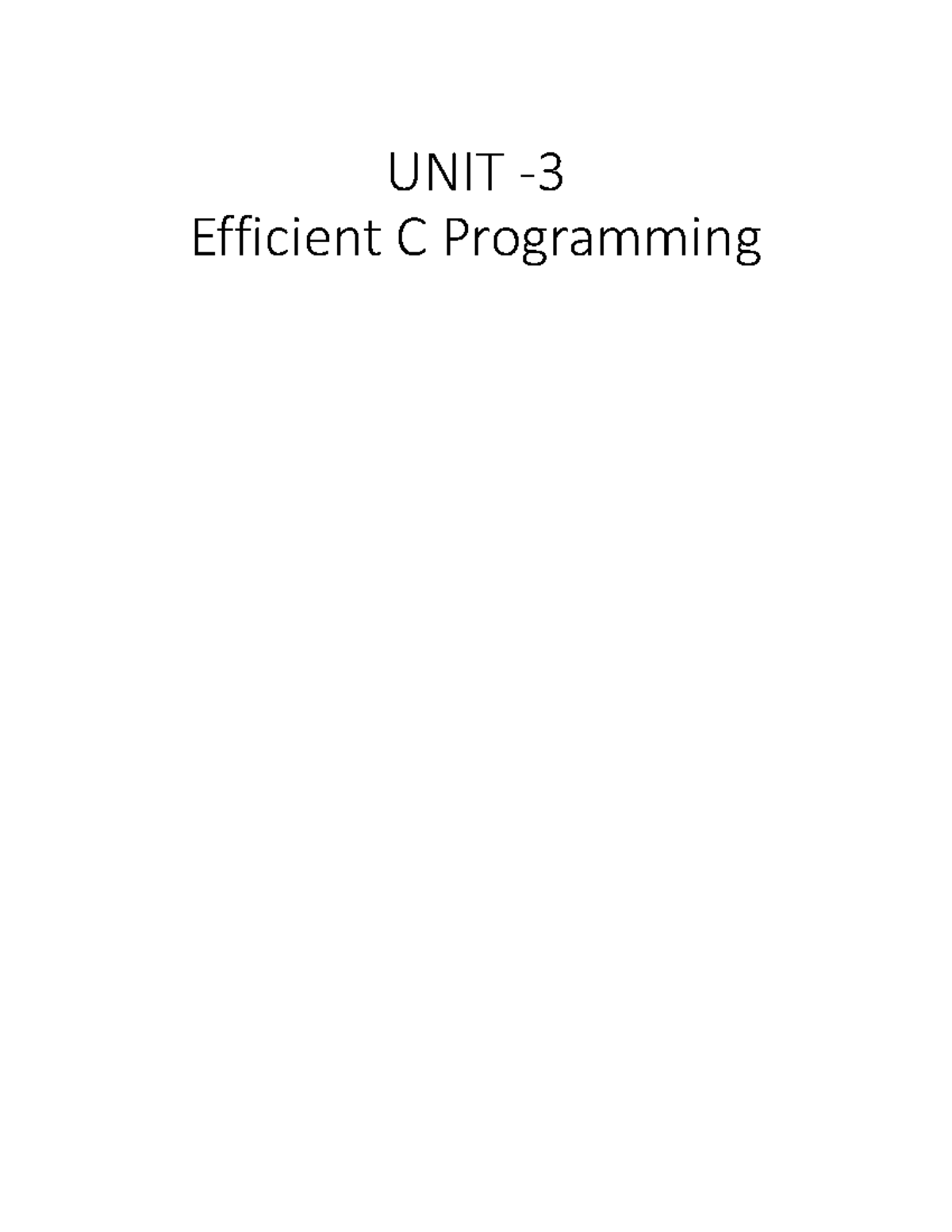Unit 3 - Microcontrollers: Efficient C Programming & Local Variable ...