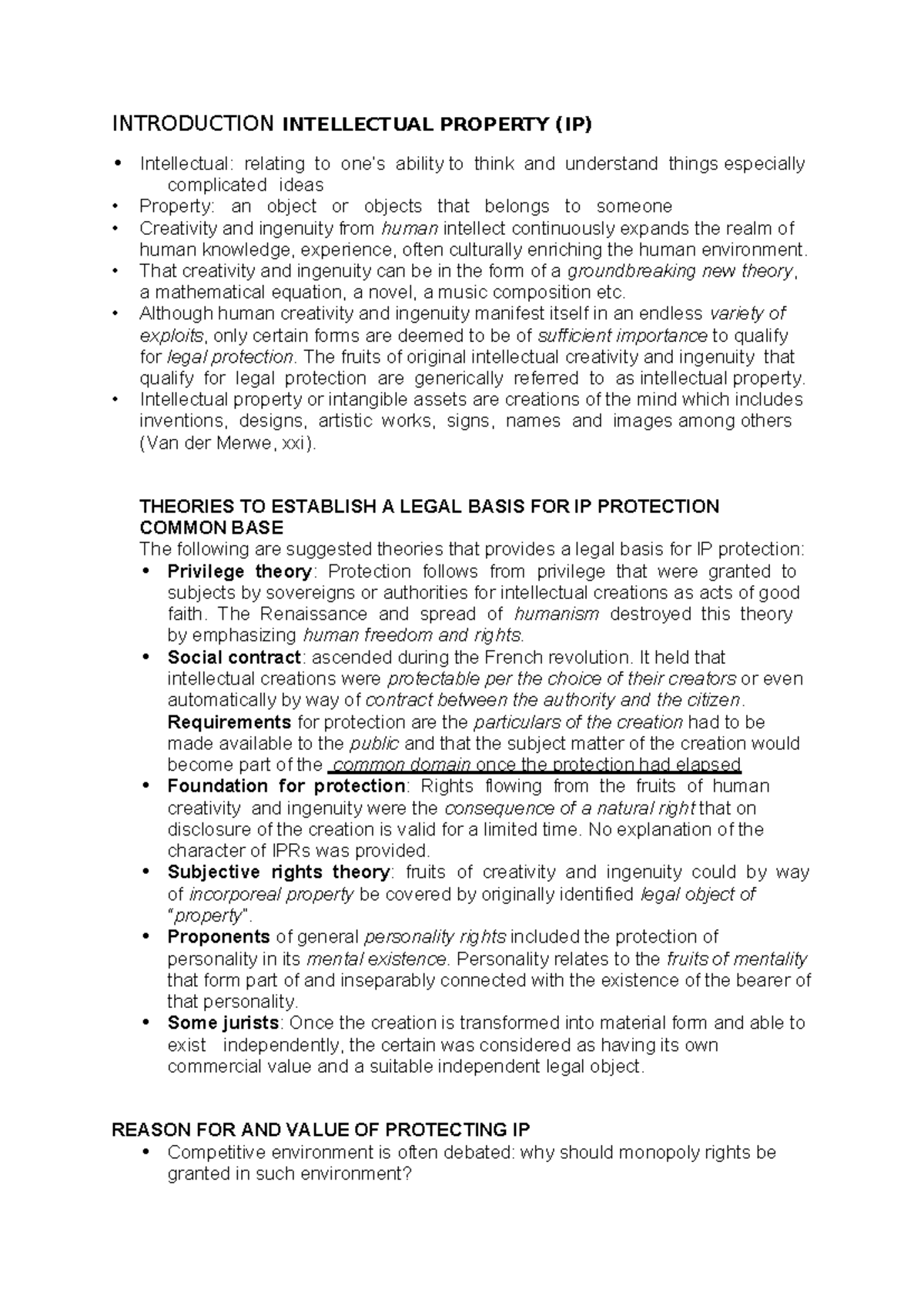 Introduction to Intellectual Property (IP) Concepts and Theories - Studocu
