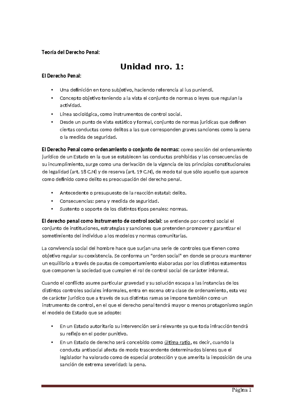 Resumen de Derecho Penal I: Unidad 1 y 2 - Conceptos y principios ...