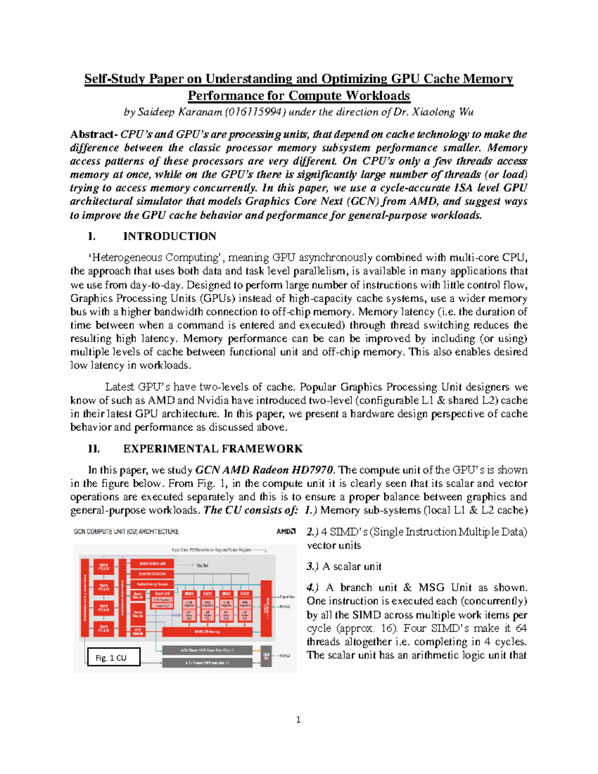 Self-Study Paper - Optimizing GPU Cache Memory Performance in Workloads ...