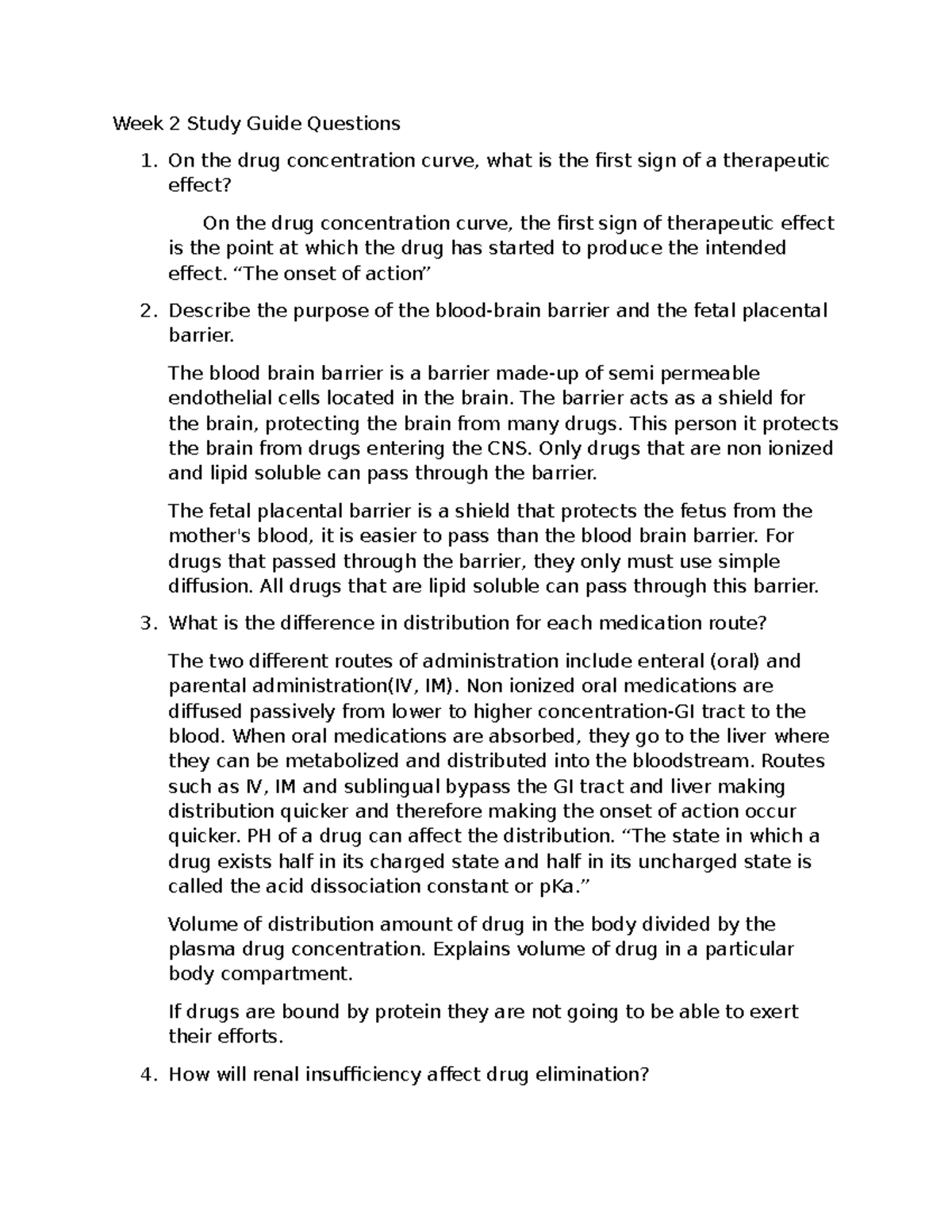 NURS 615 Week 2 Study Guide: Drug Effects & Administration Routes - Studocu